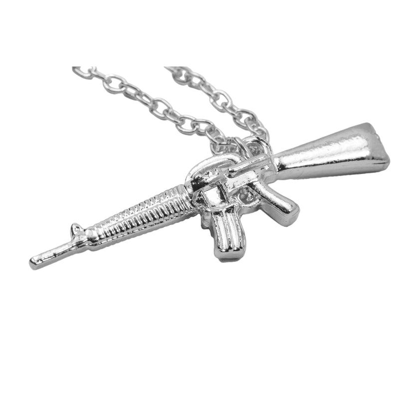 Elegant Classic Ak47 Assault Rifle Solid White Gold Pendant By Jewelry Lane