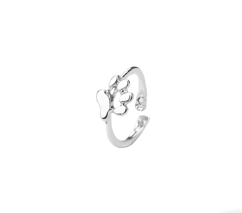 Beautiful Elegant Animal Paw Print Solid White Gold Ring For Jewelry Lane