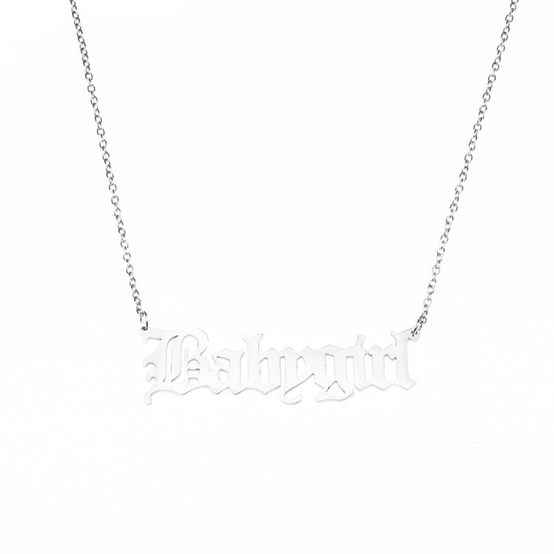 Beautiful Charming Letter Baby Girl Solid White Gold Pendant By Jewelry Lane