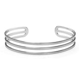 Three Ring Solid White Gold Cuff Bangle by Jewelry Lane