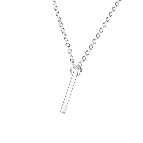 Elegant Long Dangle Bar Solid White Gold Pendant By Jewelry Lane