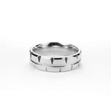 Elegant Single Line Brick Cut Solid White Gold Band Ring By Jewelry Lane
