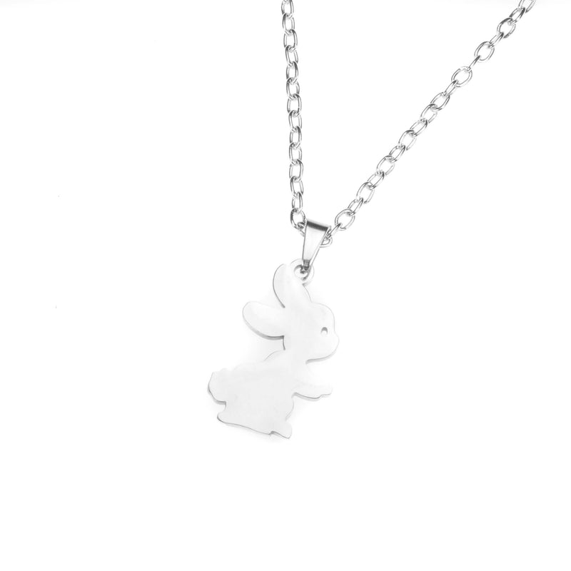 Beautiful Charming Cute Bunny Solid White Gold Necklace By Jewelry Lane