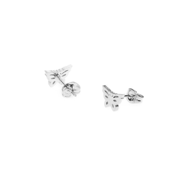 Elegant Simple Butterfly Solid White Gold Earrings By Jewelry Lane