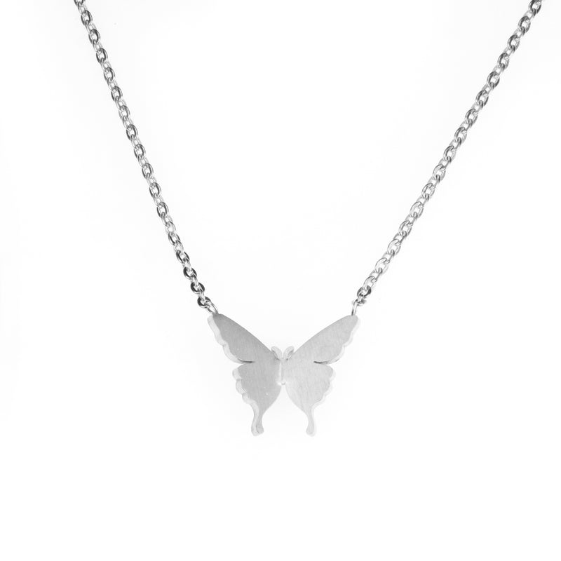 Beautiful Gorgeous Butterfly Solid White Gold Necklace By Jewelry Lane
