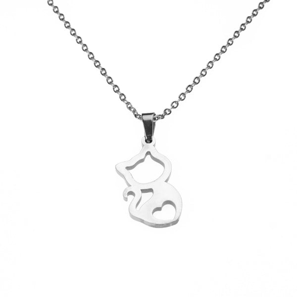 Beautiful Charming Kitty Love Solid White Gold Pendant By Jewelry Lane