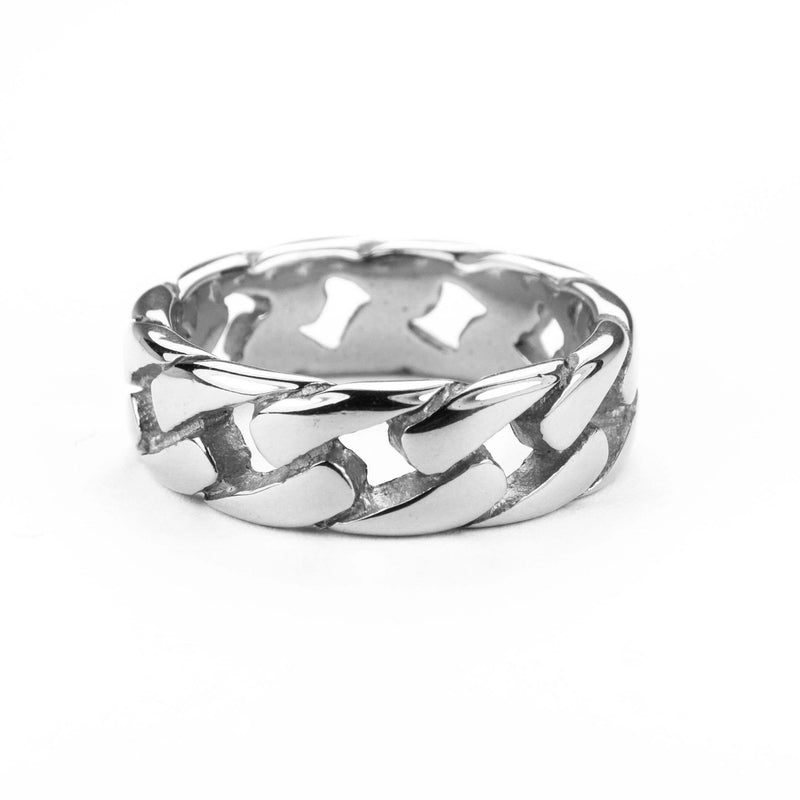 Beautiful Stylish Chain Design Solid White Gold Band Ring By Jewelry Lane