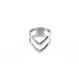 Beautiful Elegant Double Chevron Stacker Solid White Gold Ring By Jewelry Lane