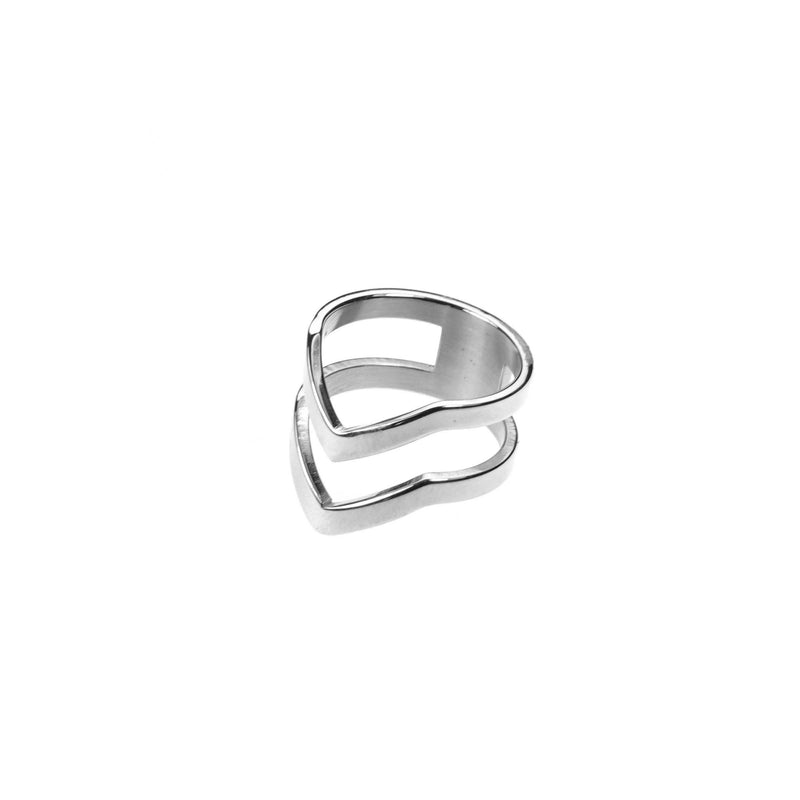 Beautiful Elegant Double Chevron Stacker Solid White Gold Ring By Jewelry Lane