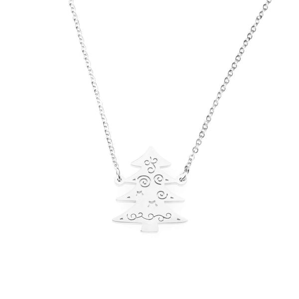 Beautiful Charming Christmas Tree Solid White Gold Necklace By Jewelry Lane
