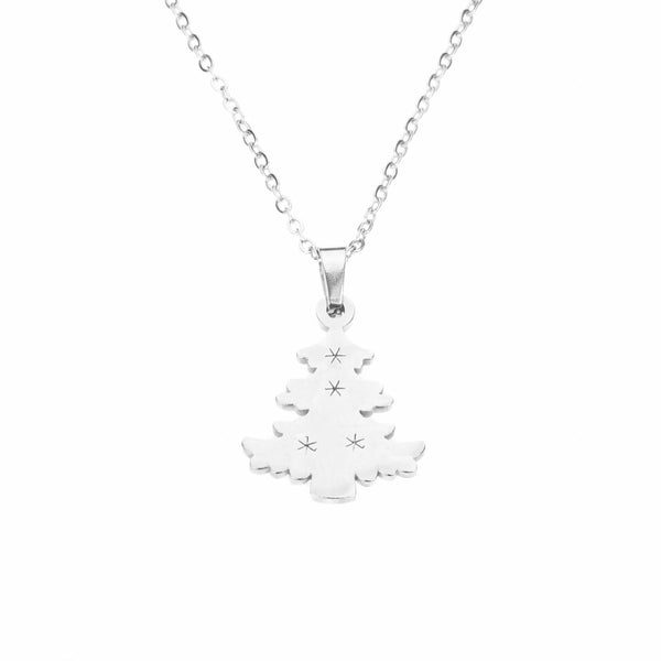 Beautiful Charming Christmas Tree Solid White Gold Pendant by Jewelry Lane