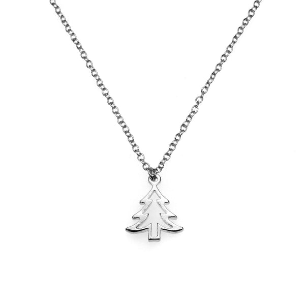 Beautiful Charming Christmas Tree Solid White Gold Pendant By Jewelry Lane 