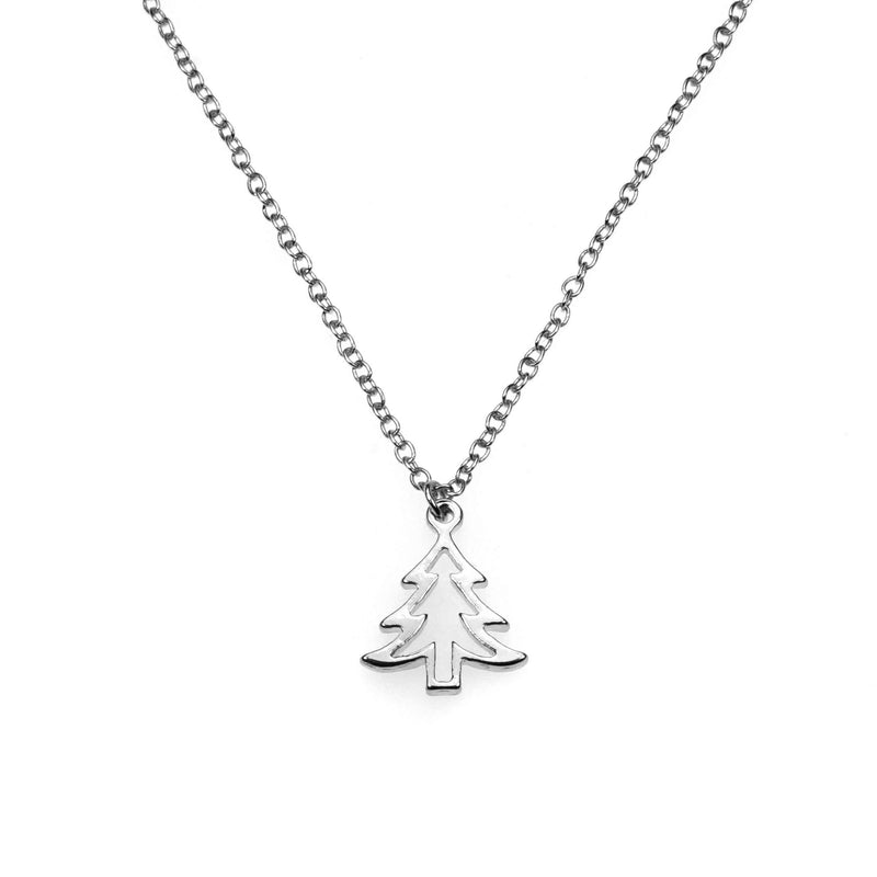 Beautiful Charming Christmas Tree Solid White Gold Pendant By Jewelry Lane 