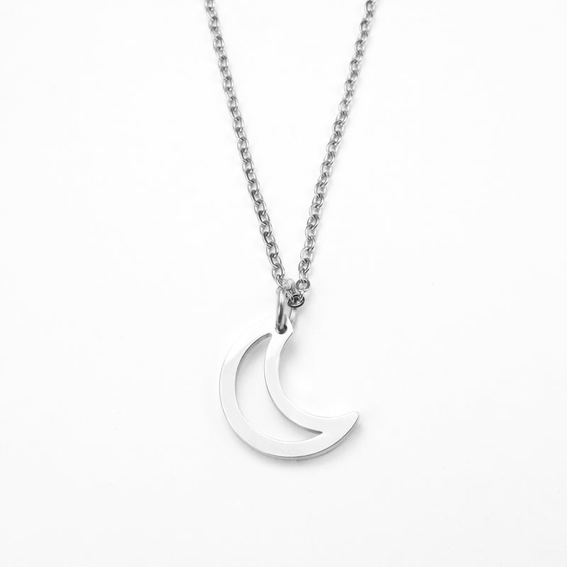 Beautiful Charm Crescent Moon Solid White Gold Pendant By Jewelry Lane
