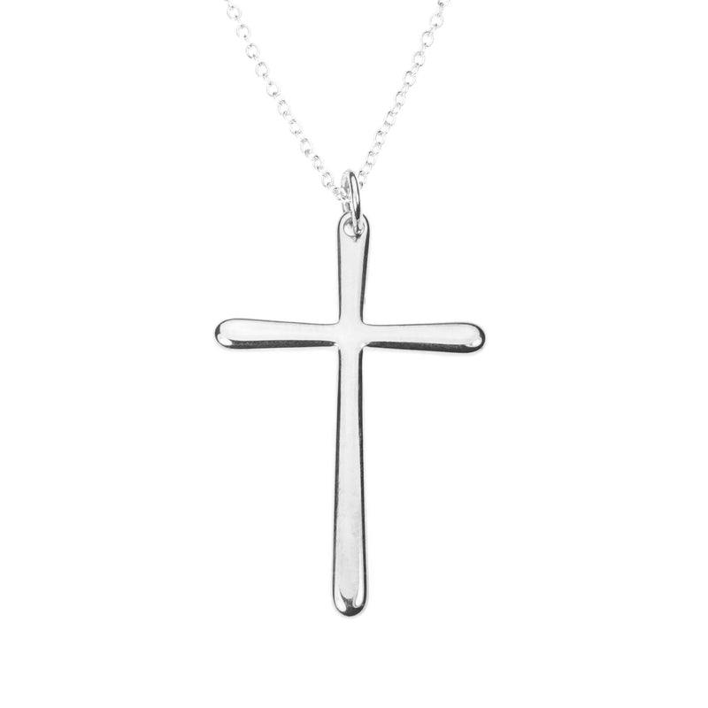 Elegant Simple Soft Cross Solid White Gold Pendant By Jewelry Lane
