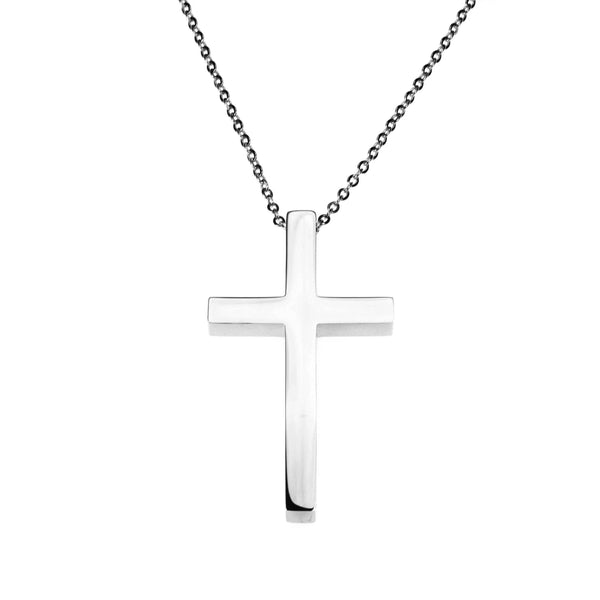 Plain Simple Jesus Cross Solid White Gold Pendant By Jewelry Lane