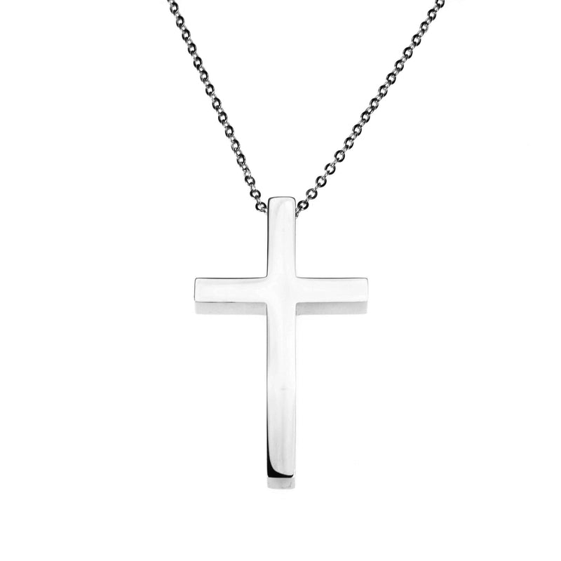 Plain Simple Jesus Cross Solid White Gold Pendant By Jewelry Lane