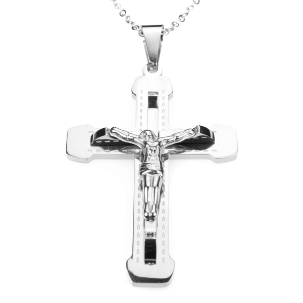 Elegant Religious Crucifix Cross Solid White Gold Pendant By Jewelry Lane