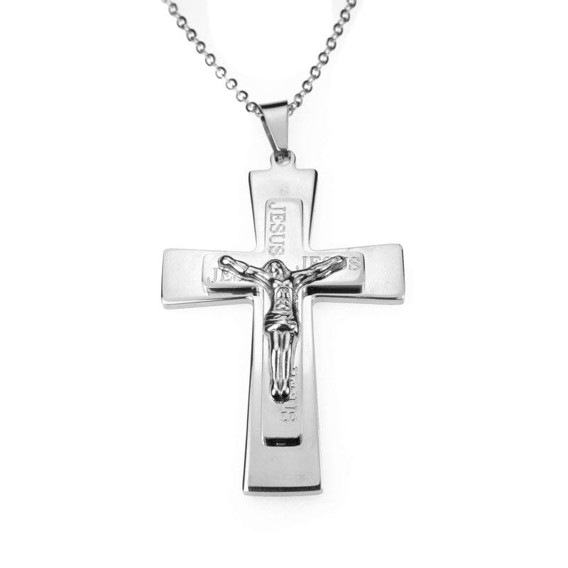 Simple Religious Jesus Cross Solid White Gold Pendant By Jewelry Lane