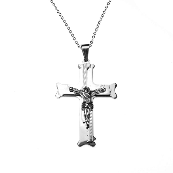 Elegant Simple Religious Crucifix Jesus Cross Solid White Gold Pendant By Jewelry Lane