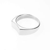 Simple Plain Polished Curved Statement Solid White Gold Ring By Jewelry Lane