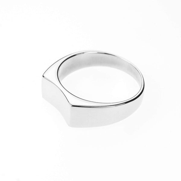 Simple Plain Polished Curved Statement Solid White Gold Ring By Jewelry Lane