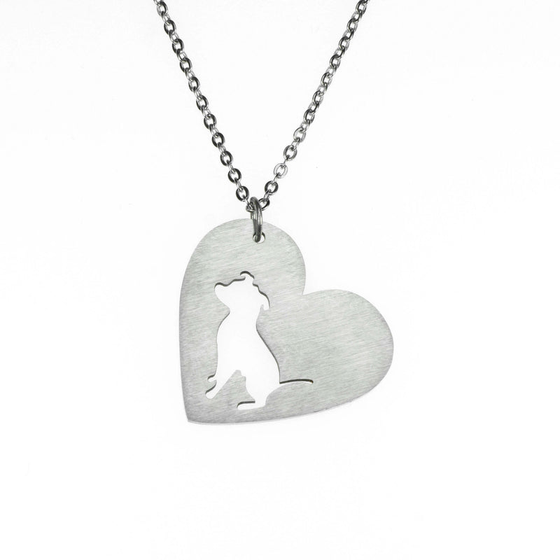 Beautiful Modern Dog Heart Love Solid White Gold Pendant By Jewelry Lane