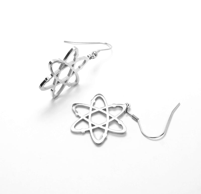 Beautiful Solid White Gold Atomic Earrings by Jewelry Lane