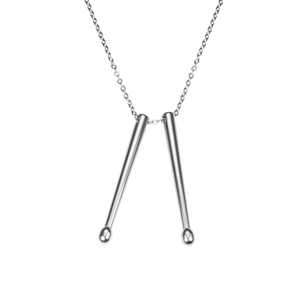 Beautiful Long Drum Sticks Solid White Gold Pendant By Jewelry Lane