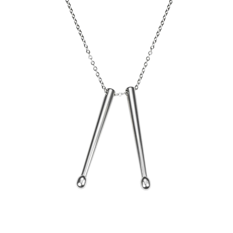 Beautiful Long Drum Sticks Solid White Gold Pendant By Jewelry Lane