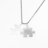 Beautiful Modern Two Tone Puzzle Design Solid White Gold Necklace By Jewelry Lane