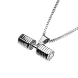 Elegant Classic Dumbbell Design Solid White Gold Pendant by Jewelry Lane