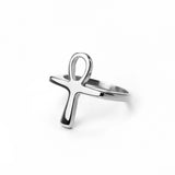 Elegant Egyptian Ankh Eternal Solid Wite Gold Cross Ring By Jewelry Lane
