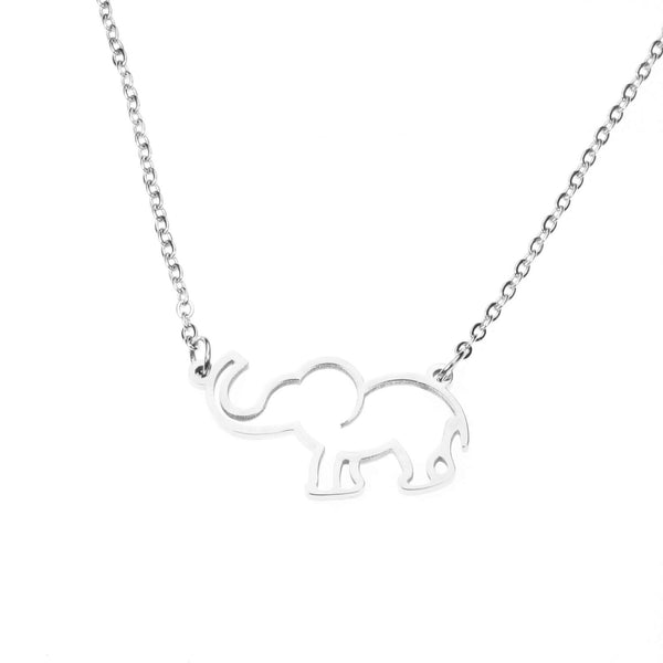 Simple Charming Elephant Style Solid White Gold Necklace By Jewelry Lane