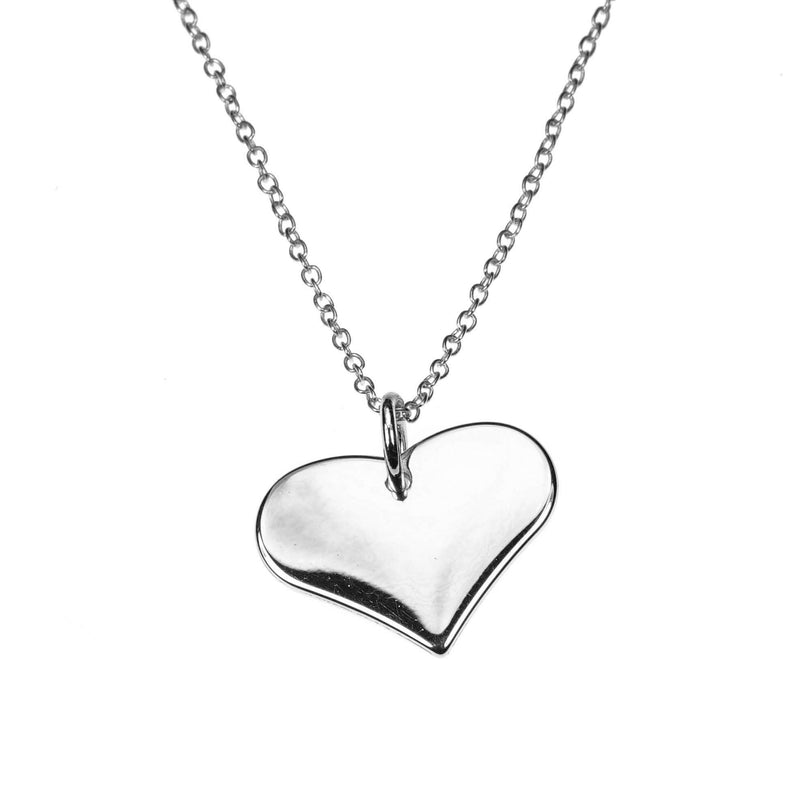 Charming Beautiful Flat Heart Design Solid White Gold Pendant By Jewelry Lane