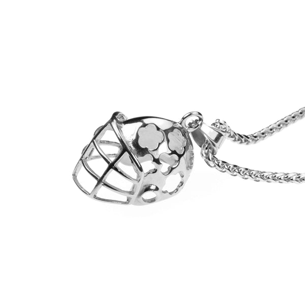 Elegant Sporty Football Helmet Design Solid White Gold Pendant By Jewelry Lane