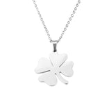 Simple Charming Four Leaf Clover Solid White Gold Pendant By Jewelry Lane