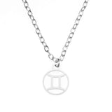 Charming Zodiac Gemini Minimalist Solid White Gold Pendant By Jewelry Lane