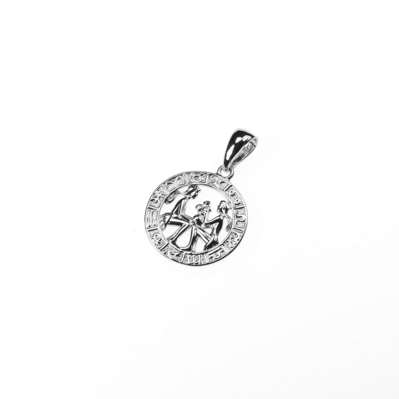 Beautiful Zodiac Gemini Solid White Gold Pendant By Jewelry Lane