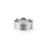 Elegance Stylish Grooved Solid White Gold Ring By Jewelry Lane