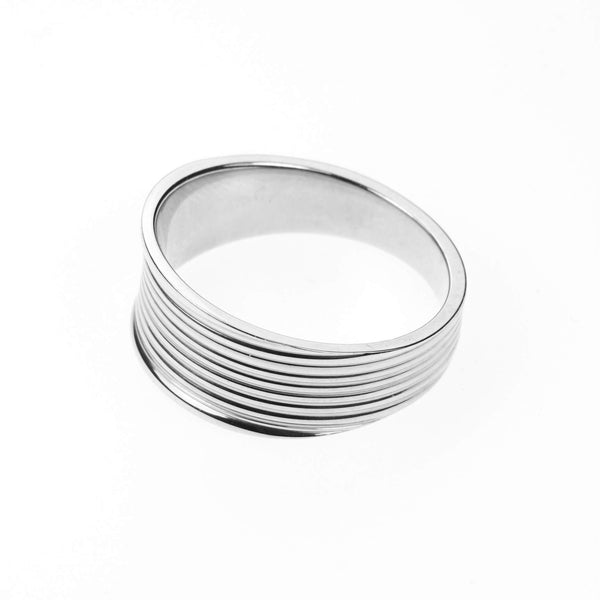 ELegant Beautiful Multiple Grooved Solid White Gold Ring By Jewelry Lane