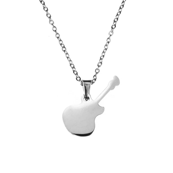 Charming Unique Guitar Solid White Gold Pendant By Jewelry Lane