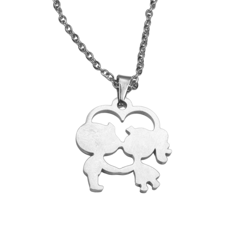 Beautiful Charming Love Kiss Heart Solid White Gold Pendant By Jewelry Lane