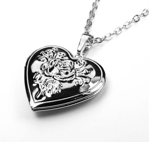Beautiful Charming Heart Love Locket Solid White Gold Necklace By Jewelry Lane