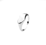 Beautiful Charming Heart Signet Solid White Gold Ring By Jewelry Lane