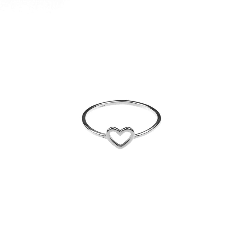 Beautiful Simple Open Heart Love Stacker Solid White Gold Ring By Jewelry Lane