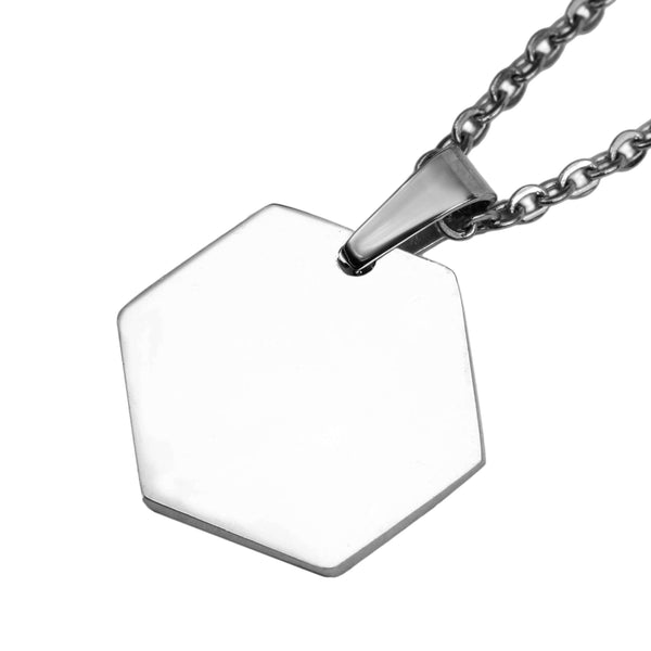 Beautiful Simple Plain Hexagon Style Solid White Gold Pendant By Jewelry Lane