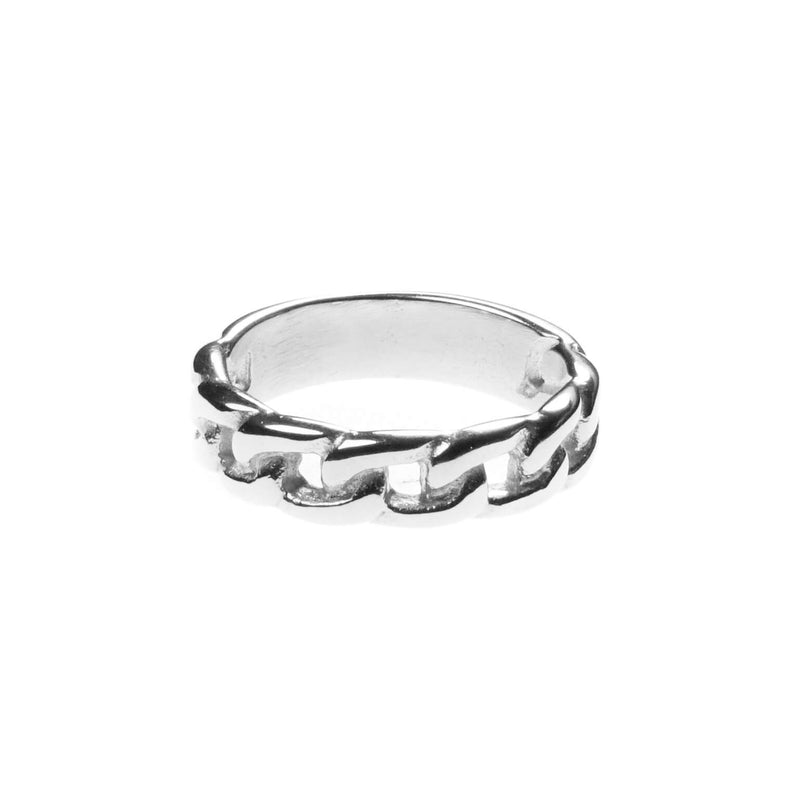 Solid White Gold Chain Ring By Jewelry Lane