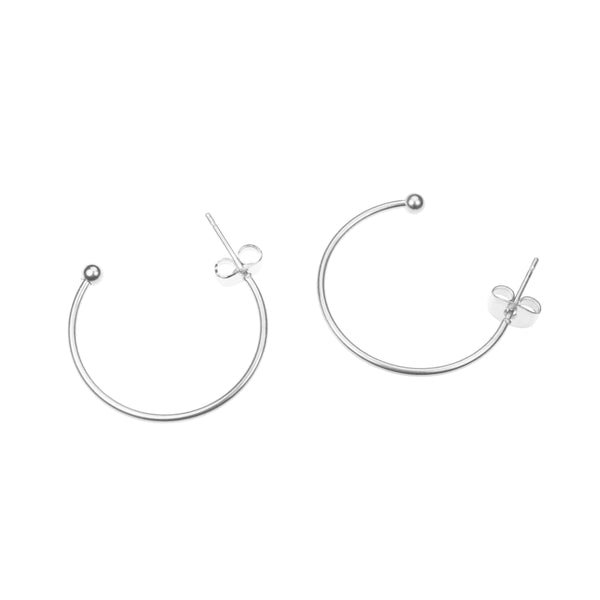 Beautiful Sleek Half Hoop Solid White Gold Earrings By Jewelry Lane