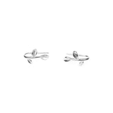 Beautiful Modern Leaf Design Solid White Gold Earrings By Jewelry Lane